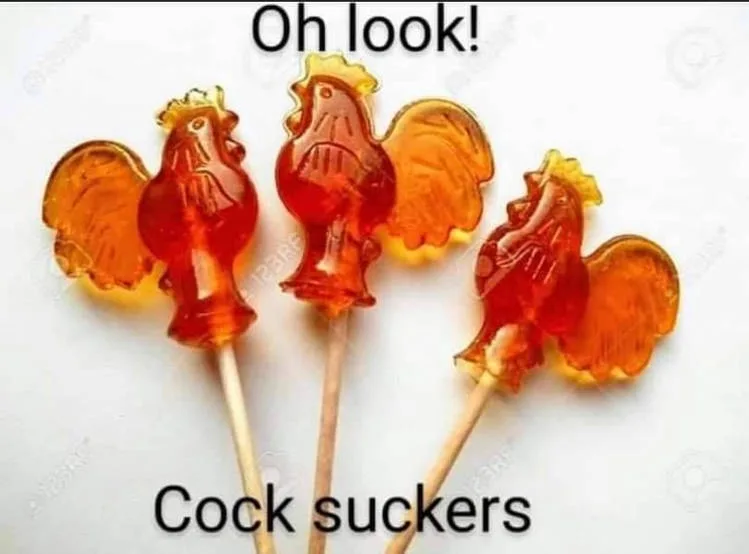 Three translucent orange lollipops shaped like roosters on sticks are arranged against a plain white background. The text at…