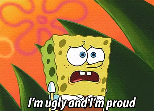 The image shows six panels of SpongeBob SquarePants with progressively more exaggerated and distressed facial expressions…