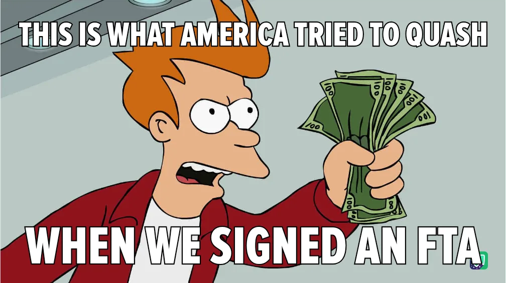 A cartoon character with spiky orange hair, wearing a red jacket over a white shirt, holds up a fanned-out bundle of US $100…