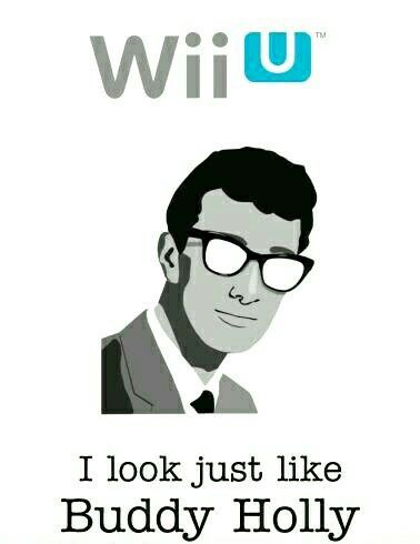 The image displays the Wii U logo at the top, followed by a stylized black-and-white illustration of a man with dark hair…