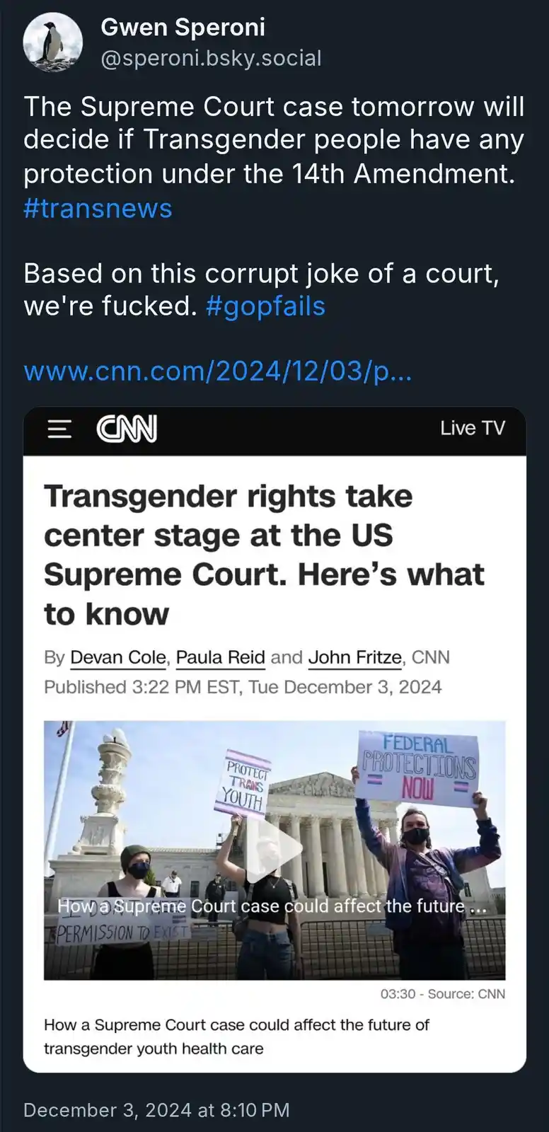Tomorrow, the Supreme Court tackles a pivotal case on transgender rights