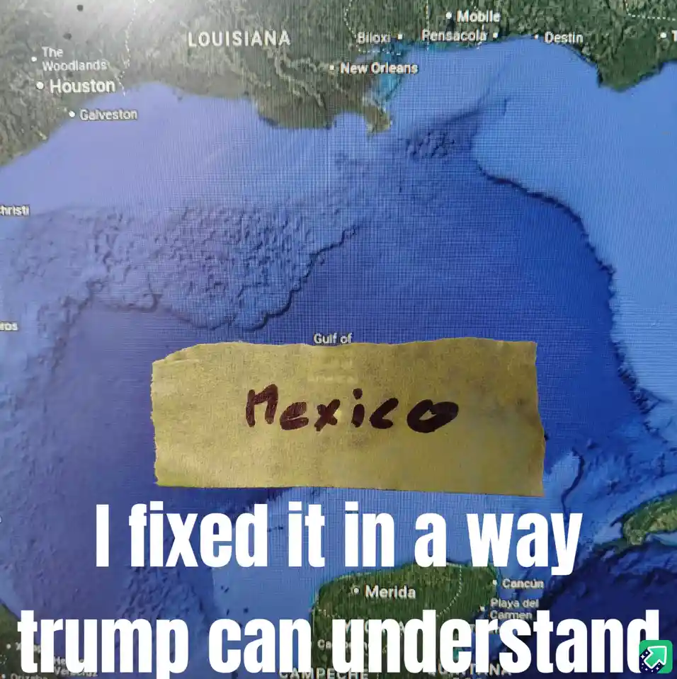 A map of the Gulf of Mexico and surrounding areas shows a yellow sticky note labeled 'Mexico' placed over the water…