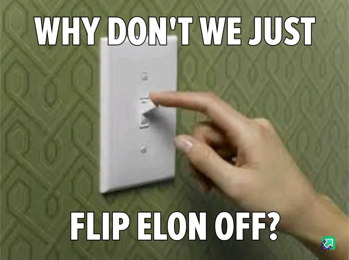 A hand is shown pressing a white light switch on a green patterned wall. The image has bold white text overlaid at the top…