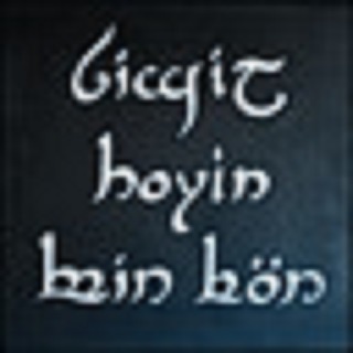 A dark, textured background with stylized white text reading 'Gicgit hoyin bin kön' in a fantasy font. The text is arranged…
