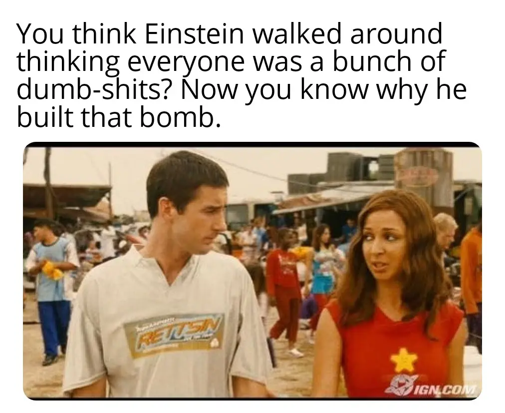 A still from a movie shows a man in a white t-shirt looking down and to the side while a woman in a red top with a yellow…