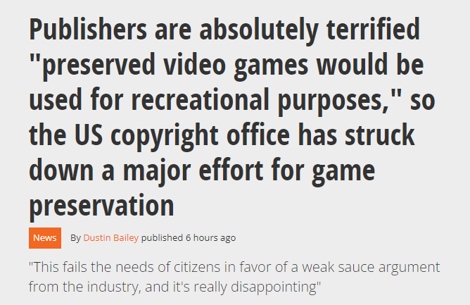 The image displays a screenshot of a news article with a headline stating that publishers are terrified preserved video…