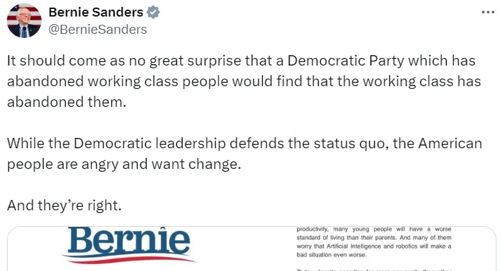 Bernie Sanders: The Democrats' Downfall Was Abandoning Working-Class Americans