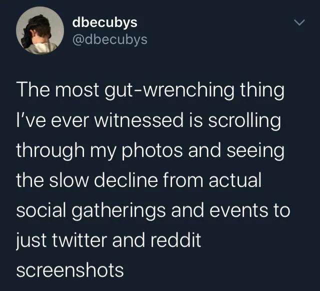 A screenshot of a tweet by user @dbecubys, showing a dark background with white text. The text reads: 'The most…