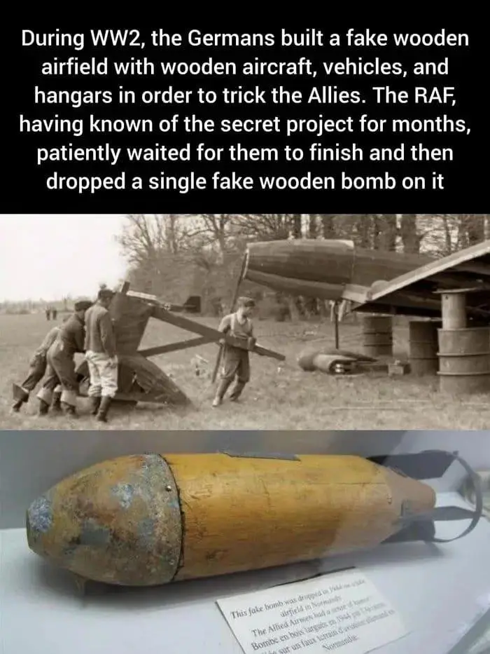 The image is split into two parts: the top shows black-and-white photos of German soldiers assembling wooden aircraft on a…