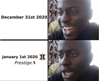 A two-panel meme featuring the same man in both panels. In the top panel, labeled 'December 31st 2020', he is smiling…
