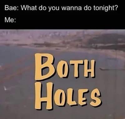 The image shows a still from the animated show 'SpongeBob SquarePants' featuring the title card 'BOTH HOLES' in large yellow…