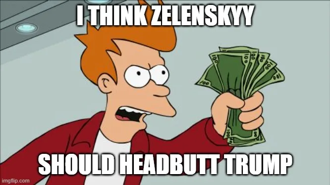A cartoon character with orange hair, wearing a red jacket, holds a fan of US $100 bills while looking shocked. The text…