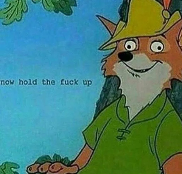 A cartoon fox wearing a yellow hat and green shirt, smiling broadly while holding three small fish in its left hand. The…
