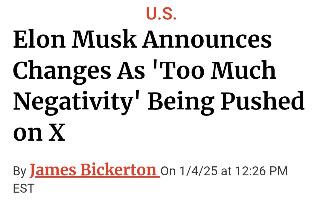The image displays a newspaper-style headline with 'U.S.' in red at the top, followed by the main text 'Elon Musk Announces…