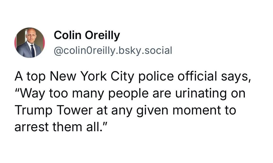 A screenshot of a social media post by Colin Oreilly, showing his profile picture and handle, with overlaid text quoting a…