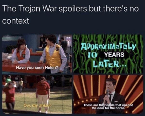 A four-panel meme combining scenes from 'The Big Bang Theory' and 'SpongeBob SquarePants'. Top left: Penny asks Leonard…