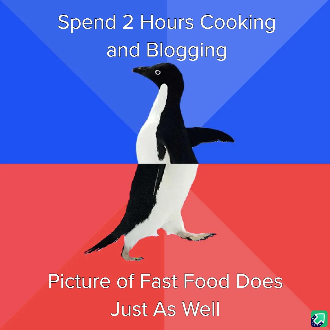 A penguin is split vertically down the middle, with the top half against a blue background and the bottom half against a red…