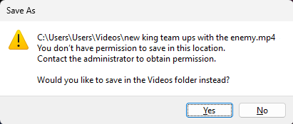 A Windows 'Save As' dialog box shows an error message stating 'You don't have permission to save in this location' when…