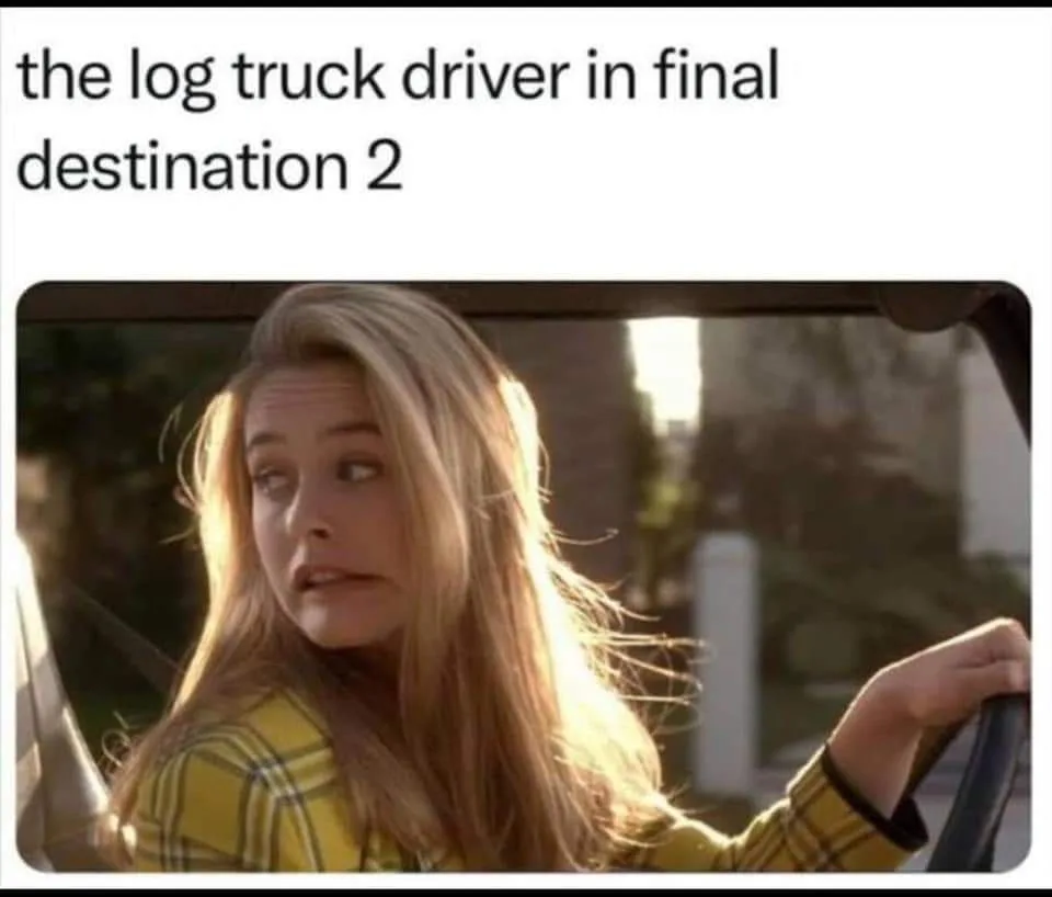 A woman with long blonde hair wearing a yellow plaid shirt is shown inside a vehicle, gripping the steering wheel, with a…