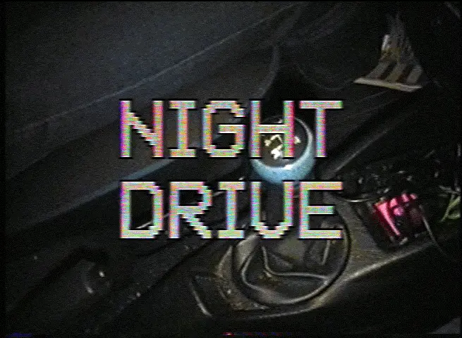 The image displays six identical panels arranged in two rows of three, each showing a close-up of a car's interior at night…