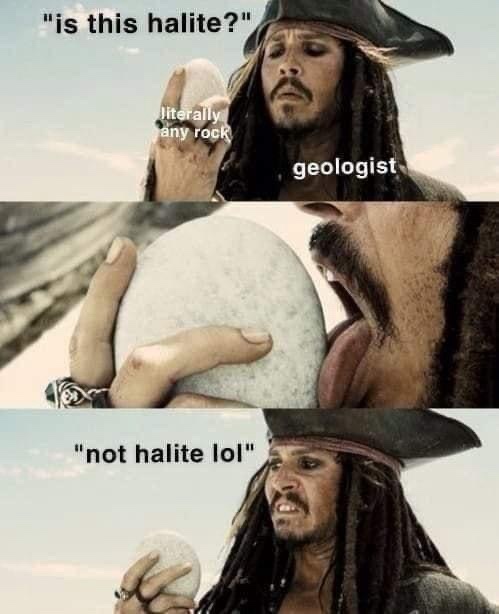 A three-panel meme featuring Johnny Depp as Captain Jack Sparrow. In the top panel, he holds a rock and asks "is this…