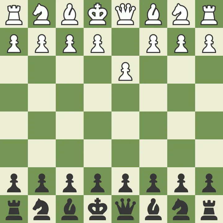 A chessboard image with pieces arranged in a chaotic, mirrored, and overlapping pattern, visually suggesting a complex or…