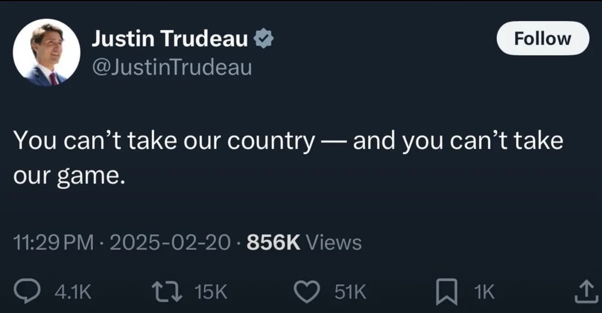 A screenshot of a Twitter post by Justin Trudeau's verified account, showing his profile picture, handle @JustinTrudeau, and…