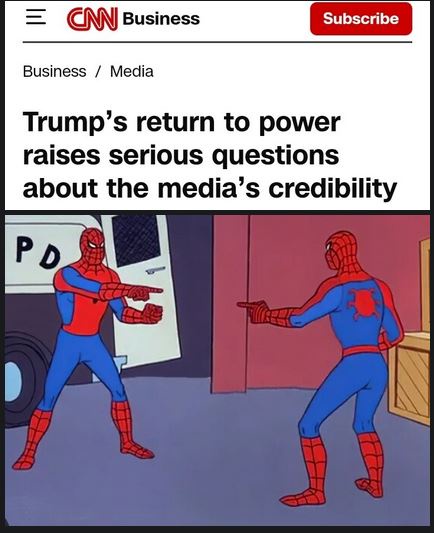The image shows a screenshot of a CNN Business article header with the headline 'Trump's return to power raises serious…