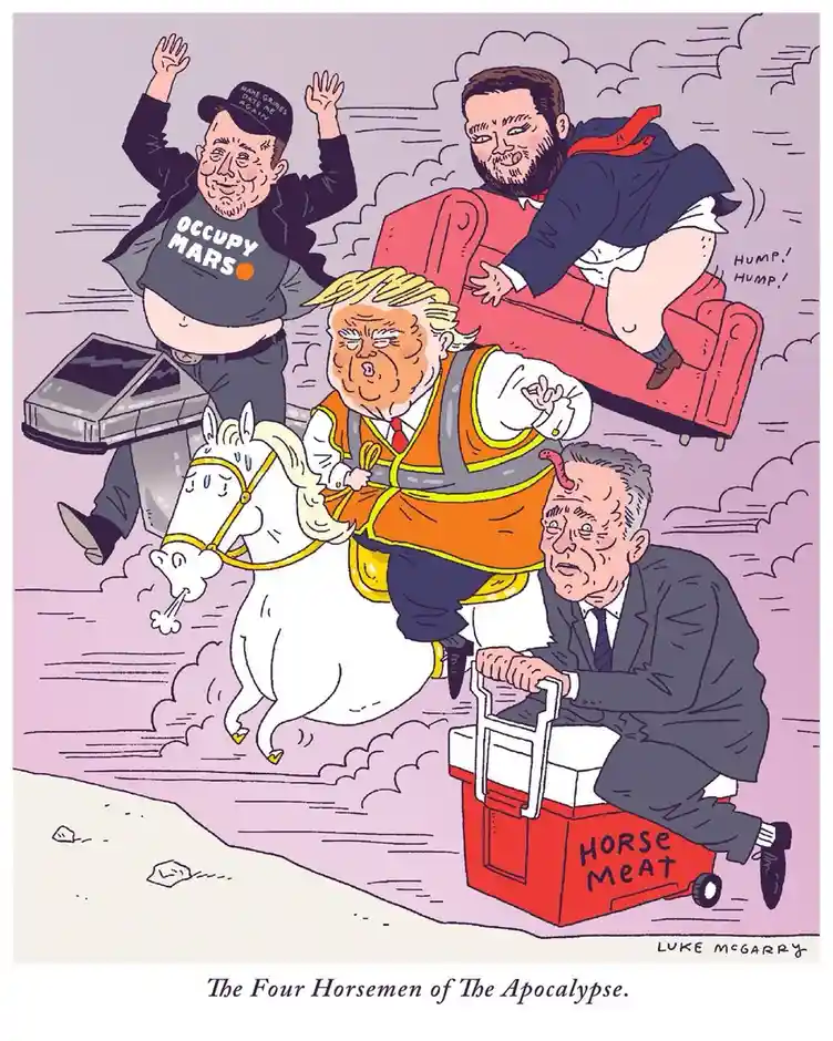 The Four Horsemen of the Apocalypse: Elon, Donny, JD, and Bobby in a Row
