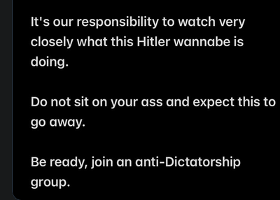 A black background with white text in three paragraphs. The text reads: 'It's our responsibility to watch very closely what…