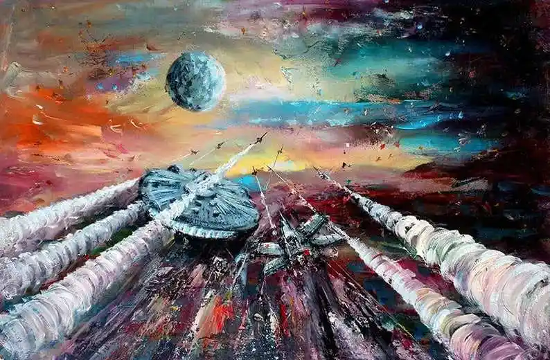 My Artistic Take on the Millennium Falcon and X-Wing Fighters