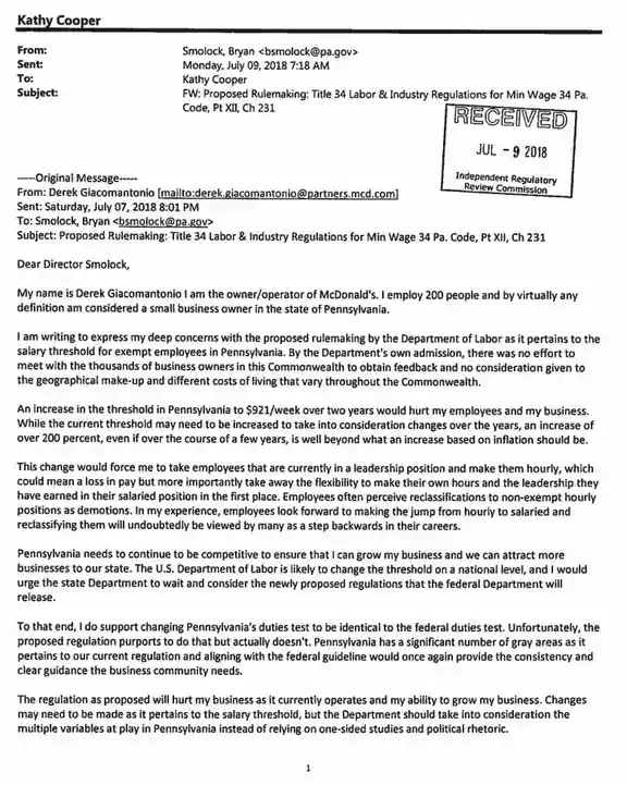 This was sent by the owner of that McDonald's franchise to his local government.