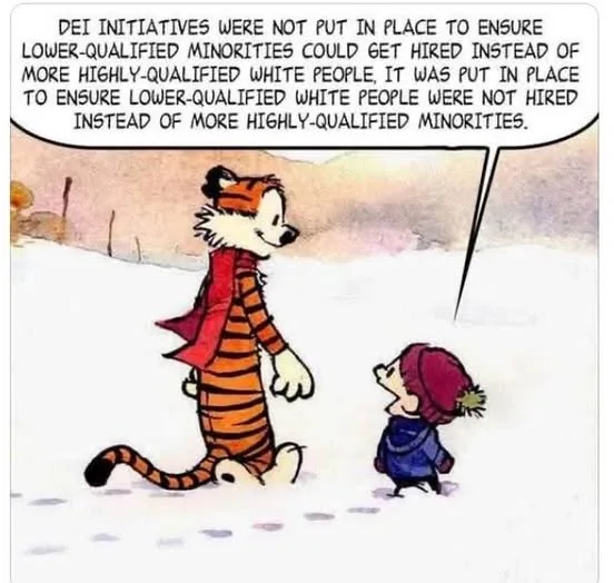 A Calvin and Hobbes comic panel shows Calvin, a small boy in a blue coat and red hat, looking up at Hobbes, a large tiger in…