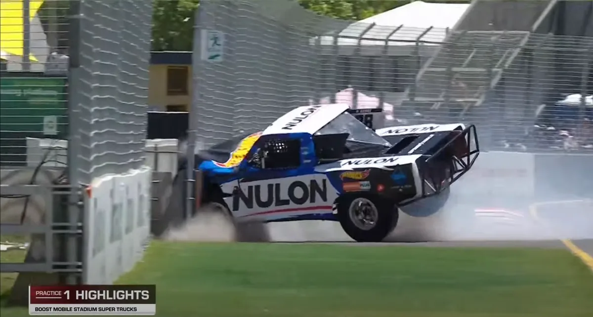 Epic Stadium Super Truck Crash caught on camera