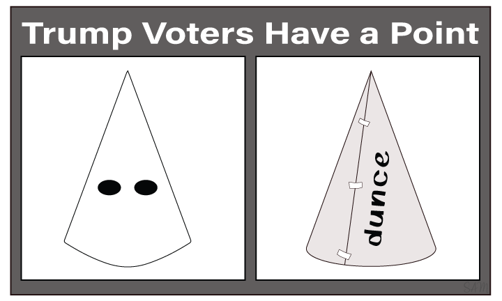 The image displays two panels side by side. The left panel shows a simple cone shape with two black dots for eyes…