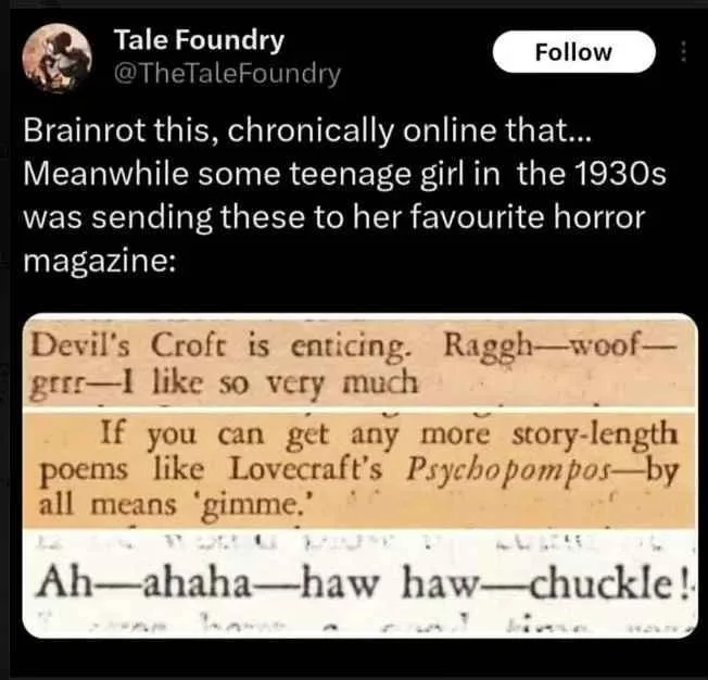 The image displays three lines of handwritten text on aged paper, mimicking a 1930s letter. The first line reads 'Devil's…