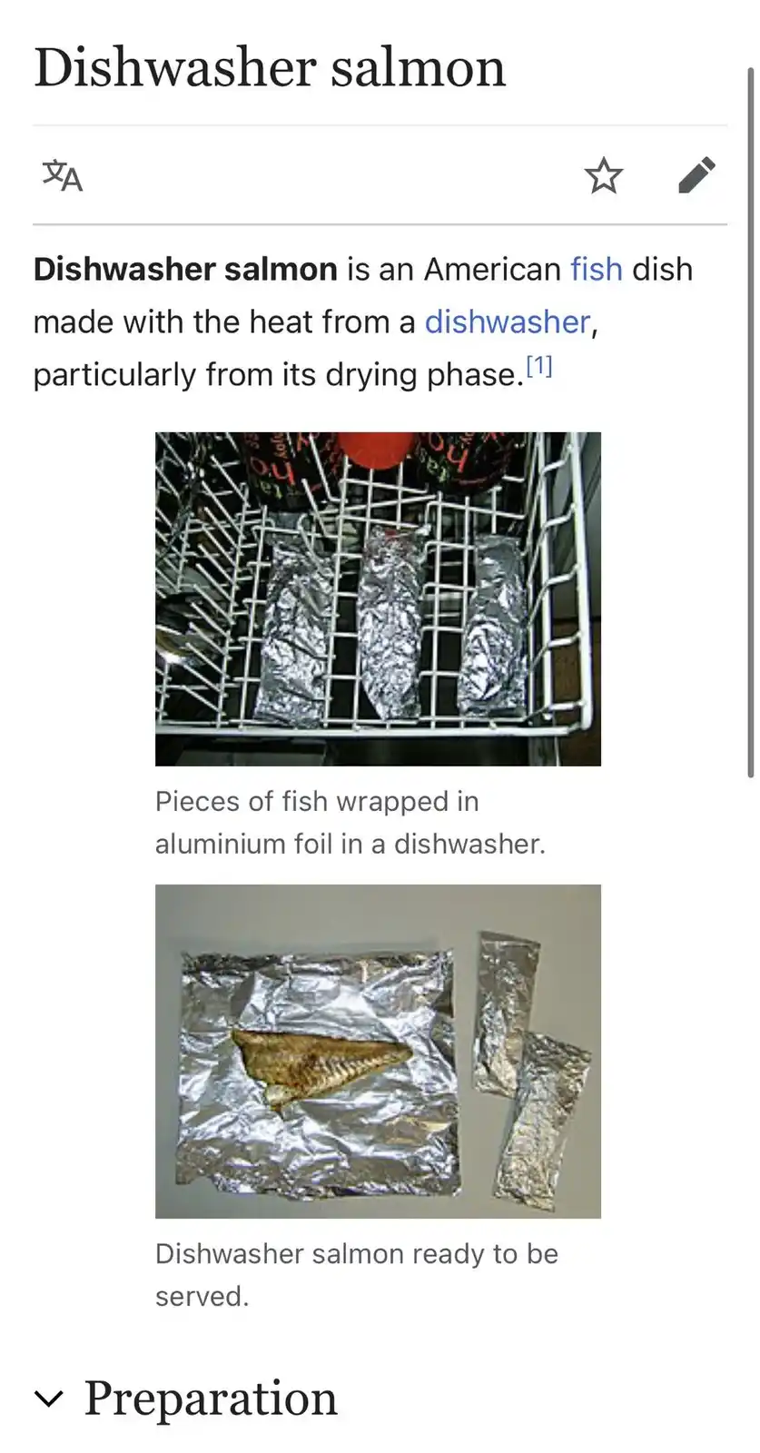 The image shows three pieces of salmon wrapped in aluminum foil placed inside a dishwasher rack, and another image shows one…