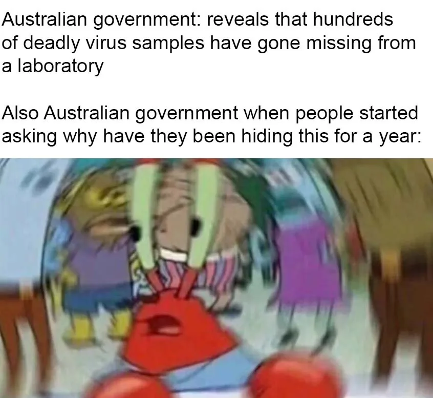 The image shows a cartoon character with a red face and wide eyes, appearing panicked or overwhelmed, surrounded by other…