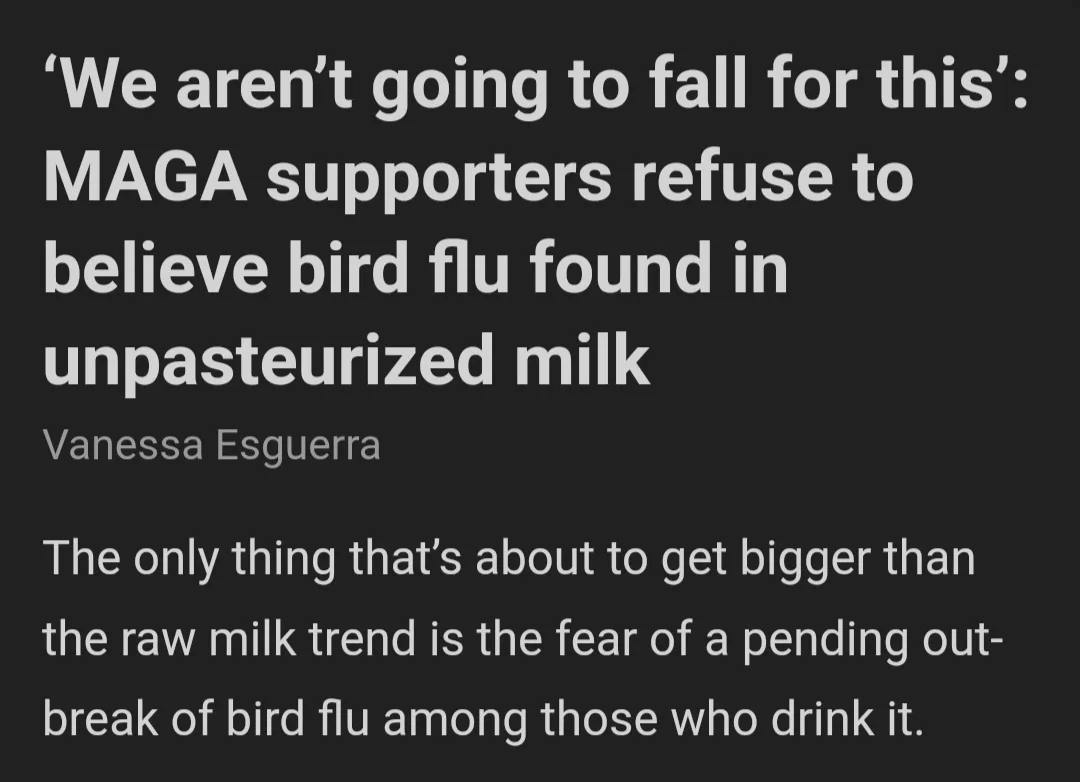 The image displays a screenshot of a news article with a dark background and white text. The headline reads: 'We aren't…