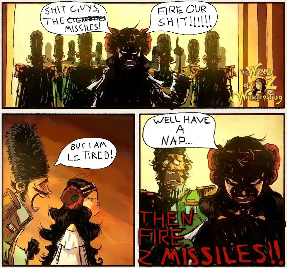 A three-panel comic strip from 'The Wizard of Wizposting' shows a dark, demonic-looking character yelling about firing…