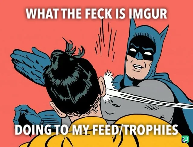 Batman is shown from behind, delivering a slap to the back of Robin's head. The image has white text overlaid at the top…