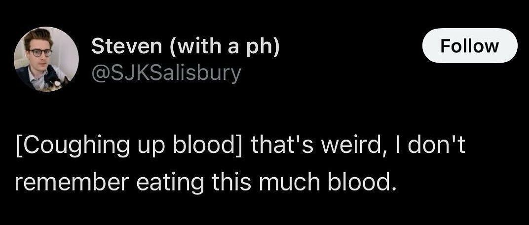 A screenshot of a tweet from user Steven (with a ph) @SJKSalisbury, showing a profile picture of a man with glasses and a…