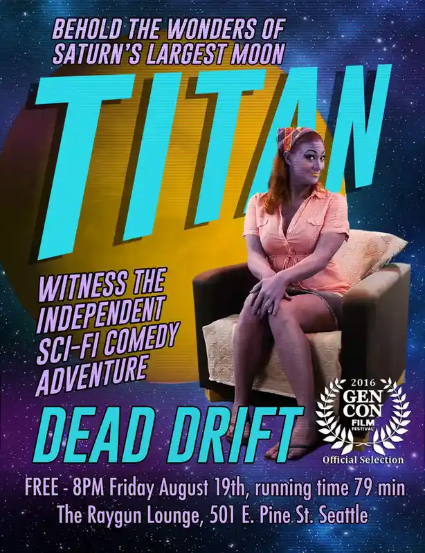 A movie poster parody for 'Dead Drift' features a woman in a pink shirt and headscarf sitting in a chair against a starry…