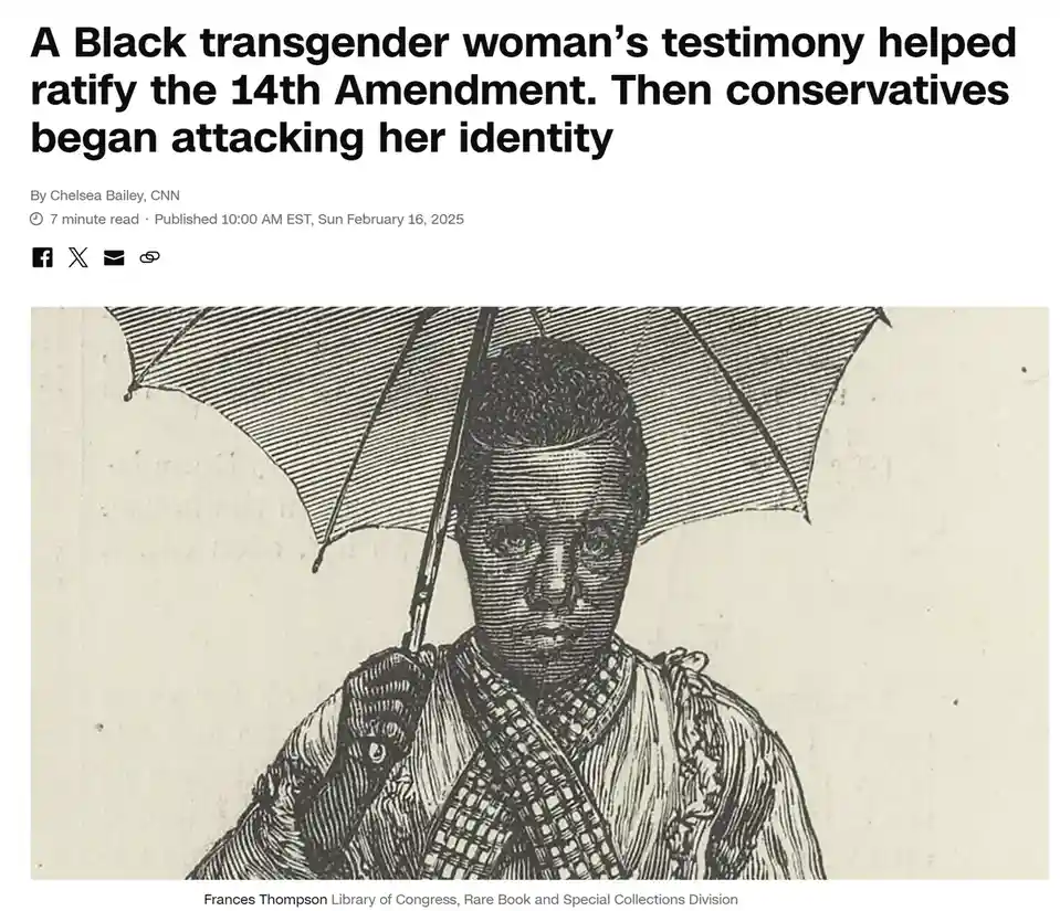 A black-and-white historical engraving shows a Black woman holding an umbrella, with overlaid text stating 'A Black…