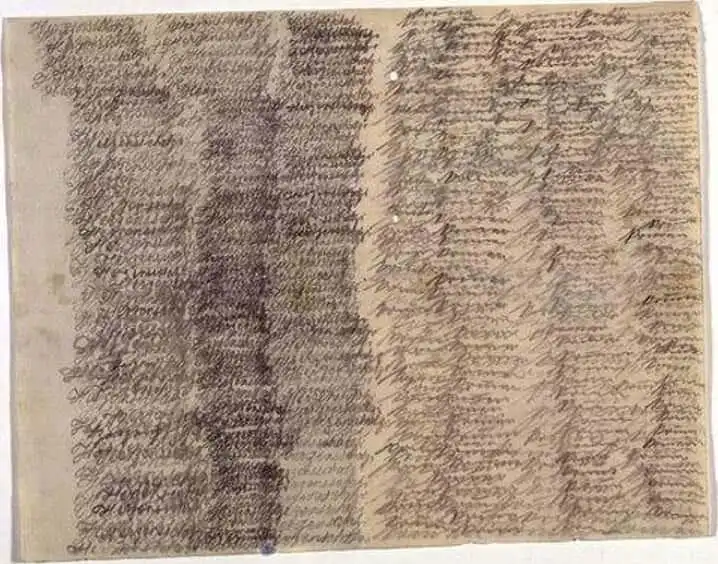 An old, yellowed parchment document covered in dense, cursive handwriting, appearing as if it's a historical text. The text…