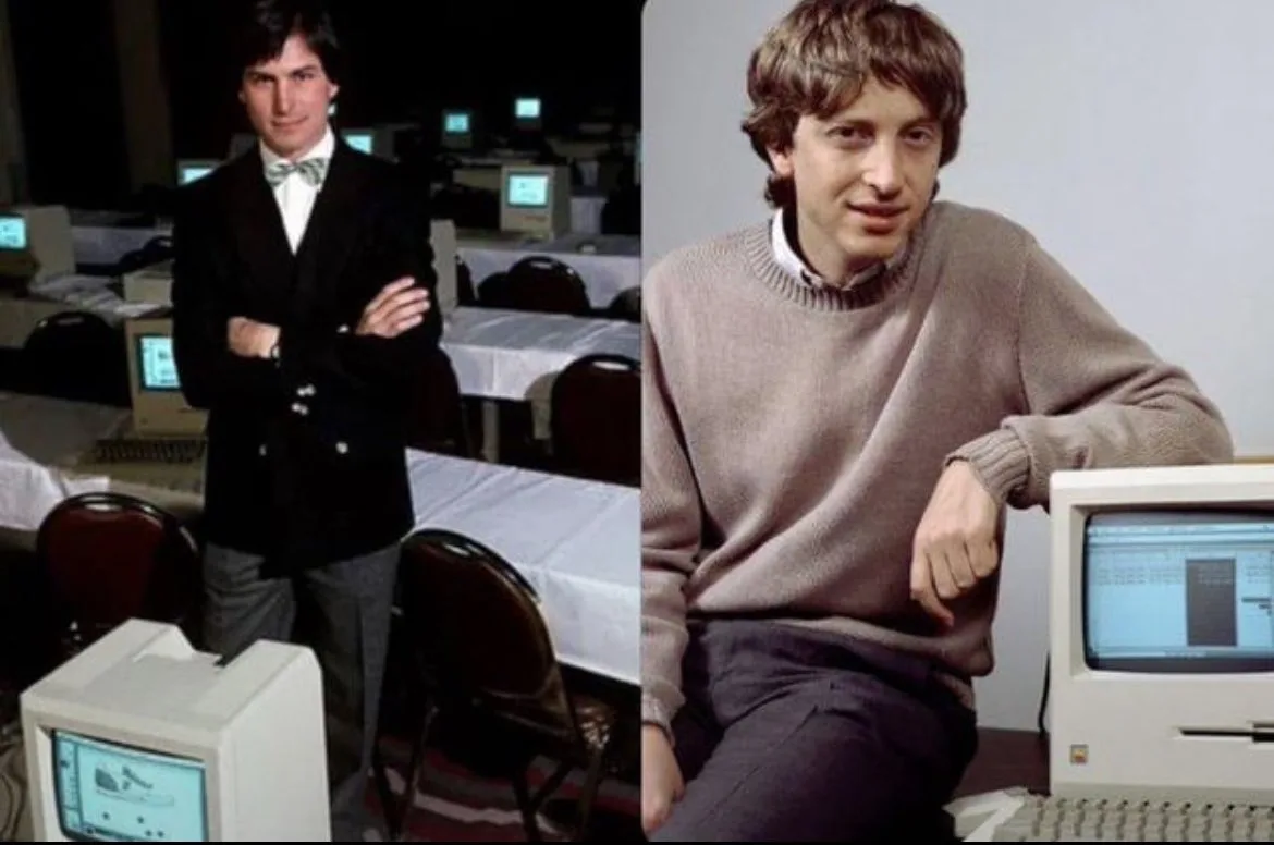 The image is a side-by-side split: on the left, a man in a black suit and bow tie stands confidently with arms crossed in…