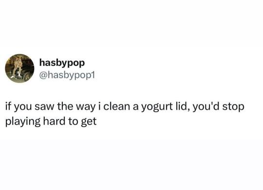 A screenshot of a tweet from user 'hasbypop' with the handle '@hasbypop1'. The tweet text reads: 'if you saw the way i clean…
