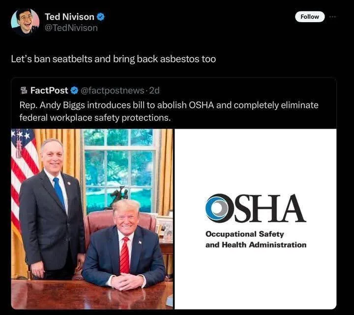 A screenshot of a tweet by Ted Nivison shows a split image: on the left, a photo of Rep. Andy Biggs standing beside…