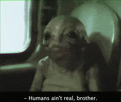 A six-panel meme featuring a green-tinted alien character named 'TIGGY SKIBBLES Skeptic' sitting in a seat. The alien first…