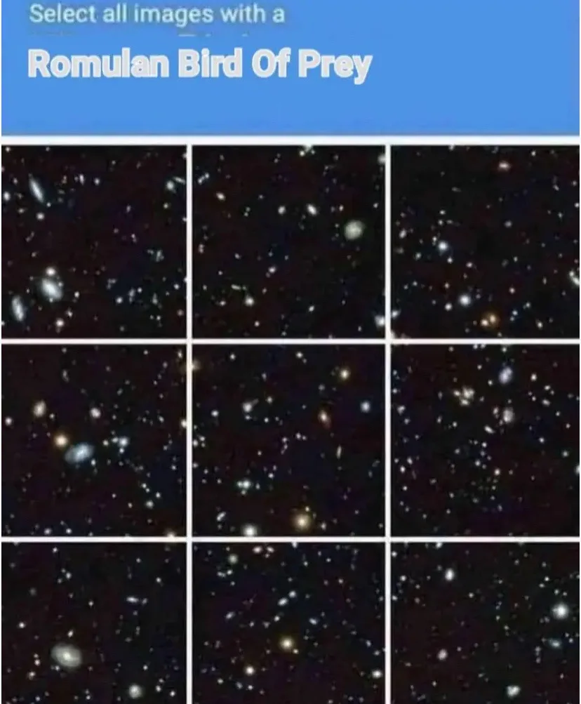 The image displays a grid of nine astronomical photos showing star fields and distant galaxies. The top blue banner…